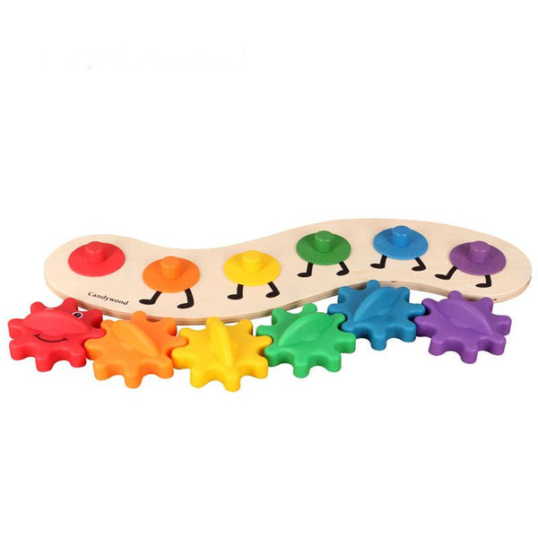 Colorful Gear Caterpillar Wooden Toys