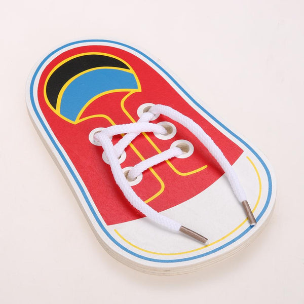 Clever Puzzle Jigsaw Borad Wooden Lacing Shoes Toddler