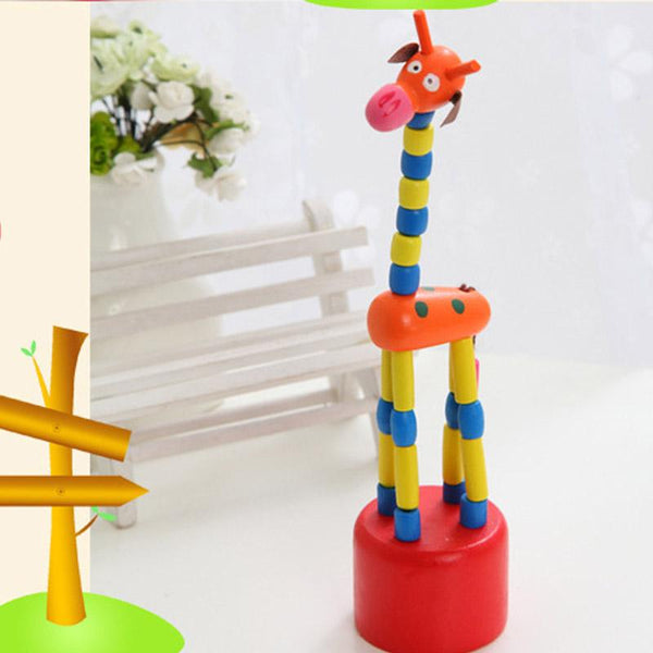 Colorful Rocking Giraffe Wooden Blocks Toys