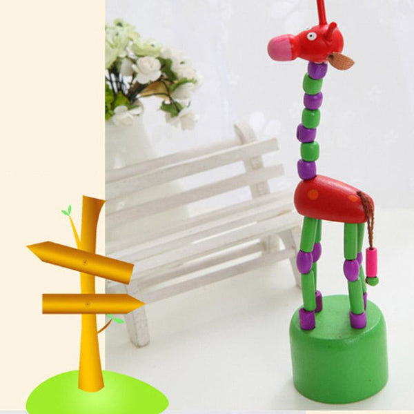 Colorful Rocking Giraffe Wooden Blocks Toys