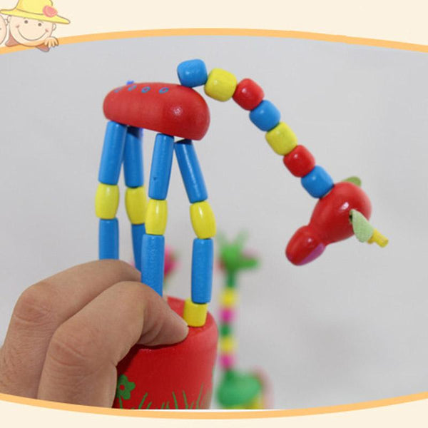 Colorful Rocking Giraffe Wooden Blocks Toys