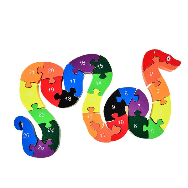 Alphabet Letter & Numbers Wooden Jigsaw Puzzle Animals