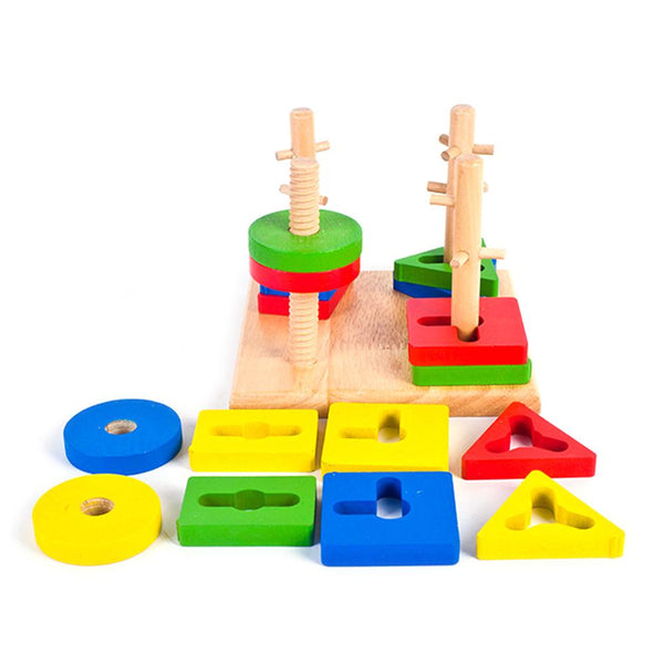 Wooden Geometric Puzzle Board Baby Kids Educational