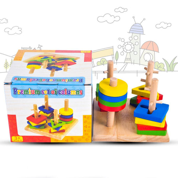 Wooden Geometric Puzzle Board Baby Kids Educational