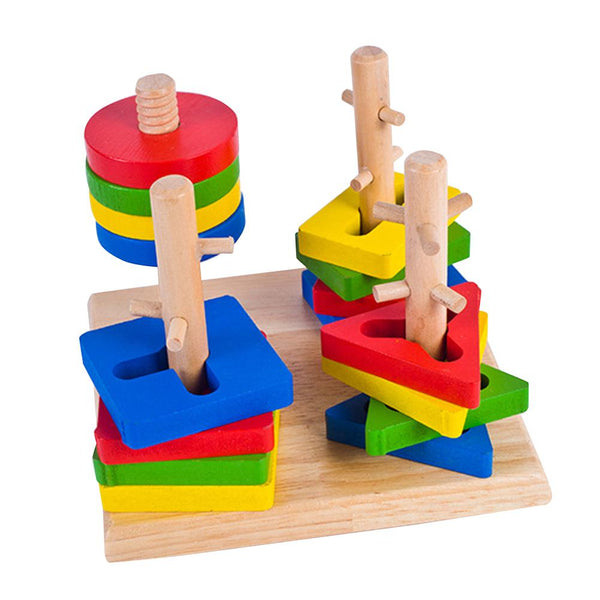 Wooden Geometric Puzzle Board Baby Kids Educational