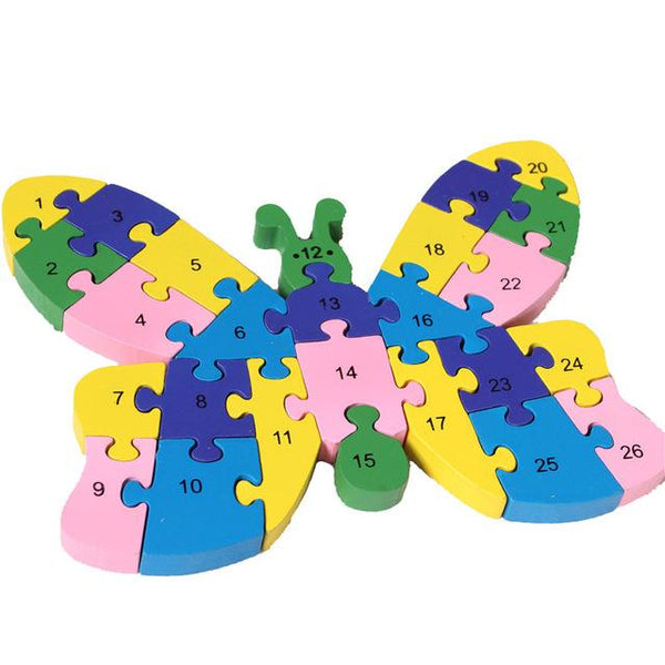 Alphabet Letter & Numbers Wooden Jigsaw Puzzle Animals