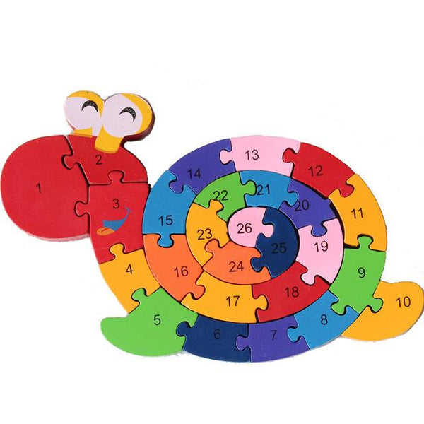 Alphabet Letter & Numbers Wooden Jigsaw Puzzle Animals